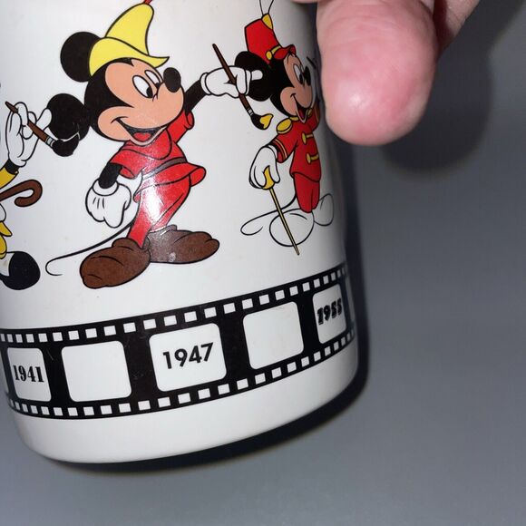 Disney Mickey Mouse Coffee Mug Cup Celebrating from 1928-Today Thru the Years - Picture 6 of 9
